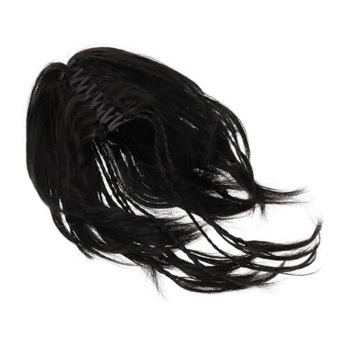 NIYANGLE Kurze Pferdeschwanz Extension mit Kralle Natürlich Aussehendes Synthetisches Haar mit Zopf Leichte Atmungsaktive Clip Haarverlängerung für Frauen und Mädchen Schwarz von NIYANGLE