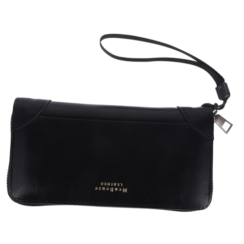 NIYANGLE Lange Pu Geldbörse Für Männer Modische Handtasche Mit Großer Kapazität Und Kartenhalter Praktische Reißverschluss Geldbörse Für Mobiltelefone Und Gadgets Schwarz von NIYANGLE