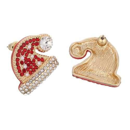 NIYANGLE Leichte Weihnachts-ohrringe Santa-hut mit Kristallbesatz Tropfölbeschichtet Damen und Mädchen Weihnachtsfest Ohrstecker Modische Party Kostüm-accessoires für Feiertage von NIYANGLE
