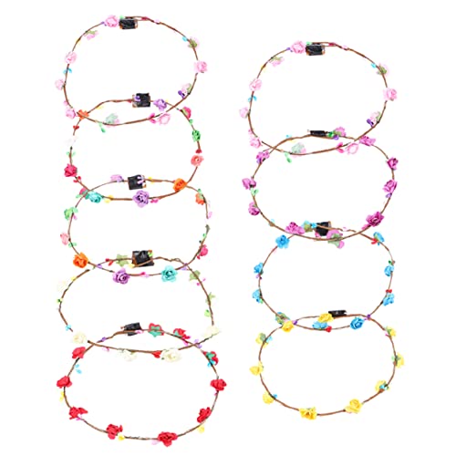 NIYANGLE 9stücke Blumenkronen-stirnbänder Leuchtend Party-kopfschmuck Für Frauen Mädchen Blumen-stirnband Hochzeit Weihnachten Geburtstag Gemischte Farben von NIYANGLE