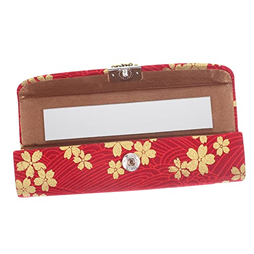 NIYANGLE Lippenstiftbox im Chinesischen Retro Stil mit Spiegel Langlebiger Seiden Lippenstifthalter Schmaler Lippenstift Organizer für Damen Kompakte Aufbewahrung Robust und von NIYANGLE