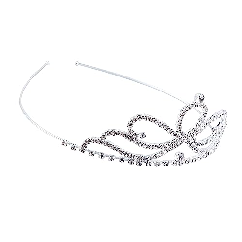 NIYANGLE Mädchen Krone Haarschmuck Silberner Kinderhaarreif mit Strass für Prinzessinnen für Partys Feiern und Bühnenauftritte Leicht und Angenehm zu Tragen Langlebig und Schön von NIYANGLE