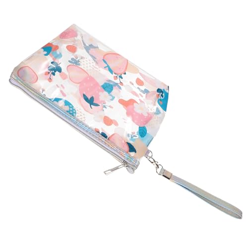 NIYANGLE Makeup Tasche mit Erdbeer Muster Multifunktionale Kosmetiktasche Transparente Toilettentasche für Damen Robuste Aufbewahrungstasche für Reisen und Zuhause von NIYANGLE