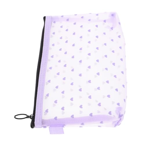 NIYANGLE Mesh Kosmetiktasche mit Reißverschluss Kleine Durchsichtige Make Up Tasche für Reisen Leichtes Stabiles Organizer Täschchen mit Modischem Herz Design für Kosmetik und von NIYANGLE