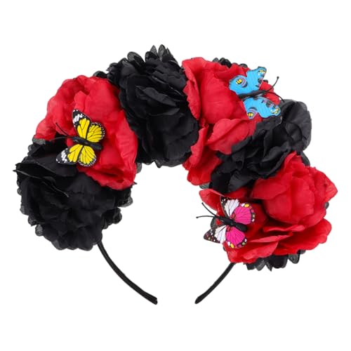 NIYANGLE Mexikanisches Blumen Stirnband Hairband Floral Kopfbedeckung Für Halloween Festival Party Mardi Gras Kopfbedeckung Cosplay von NIYANGLE