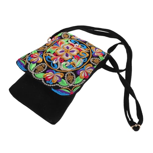 NIYANGLE Mini Bestickte Crossbody Tasche Baumwolle Leichte Kleine Handtasche mit Ethnischem Blumenmuster Vielseitig Tragbar als Umhängetasche oder Handtasche für Reisen Shopping und von NIYANGLE