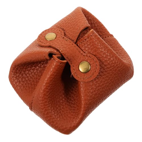 NIYANGLE Mini Münztasche aus Braunem Kunstleder mit Knopfverschluss Kompakte Coin Purse für Kleingeld und Ohrhörer Kleine Umhängetasche zum Reisen und Organisierten Verstauen Kleiner von NIYANGLE