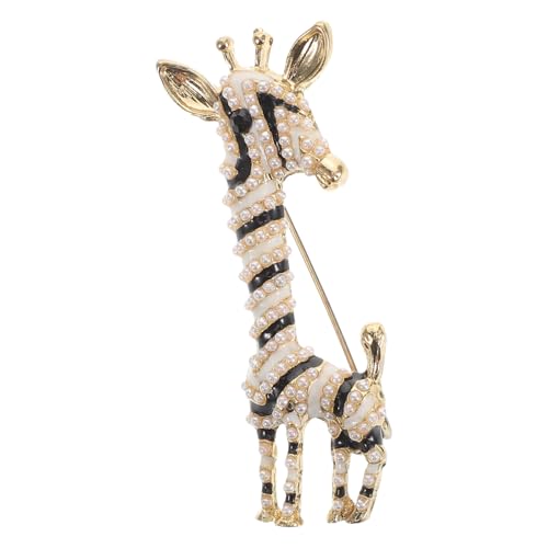 NIYANGLE Moderne Giraffen brosche aus Legierung mit Kunstperle Verspieltes Tier motiv Stilvolle Anstecknadel für Damen Vielseitig für Kleider Mäntel Schals Modisches Schmuckaccessoire von NIYANGLE