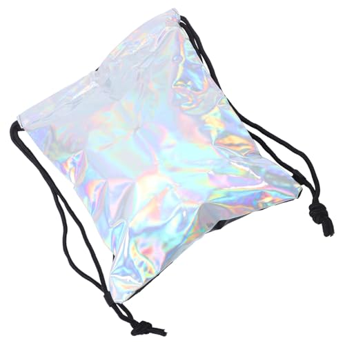 NIYANGLE Modischer Rucksack Für Frauen Glänzender Drawstring-Rucksack Mit Großer Kapazität Geeignet Für Schule Und Alltag Silber von NIYANGLE