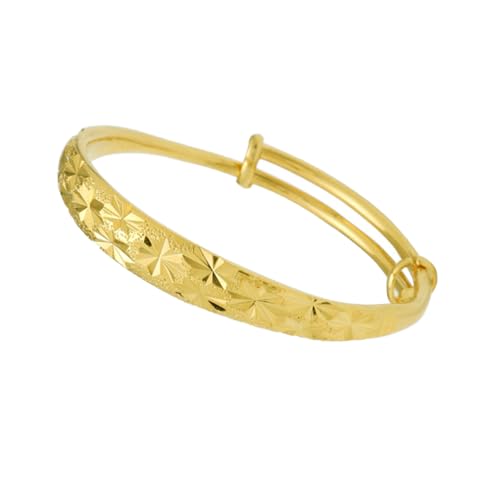 NIYANGLE Modisches Goldenes Armband Damen Dickem Messing mit Push Pull Mechanismus Zartem Design und Langlebiger Vergoldung Eleganter Schmuck für Geburtstag Hochzeit für Frauen und Mädchen von NIYANGLE
