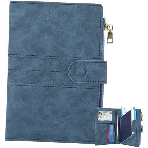 NIYANGLE Multifunktionale Reisepasshülle Blau Passport Wallet mit Karten und Flugticketfächern Leichte Reiseetui für Reisepässe Kreditkarten Reisedokumente für Geschäfts und Urlaubsreisen von NIYANGLE