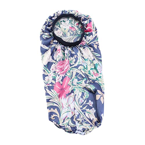 NIYANGLE Lange Schlafmütze Damen Mit Blumendruck Haarschutz Kopfwickelmütze Marineblaue Satin Haube Für Frauen Stretch Dehnbar Für Schlafen Und Haarschutz von NIYANGLE