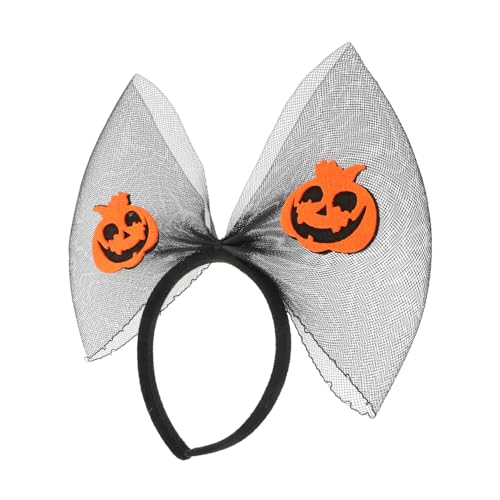 NIYANGLE Netz-stirnband Mit Schleife Für Halloween Haarband Kürbis-haarband Netz-kopfschmuck Party-cosplay-kopfbedeckung Haarband Zubehör Aus Hochwertigem Stoffmaterial von NIYANGLE