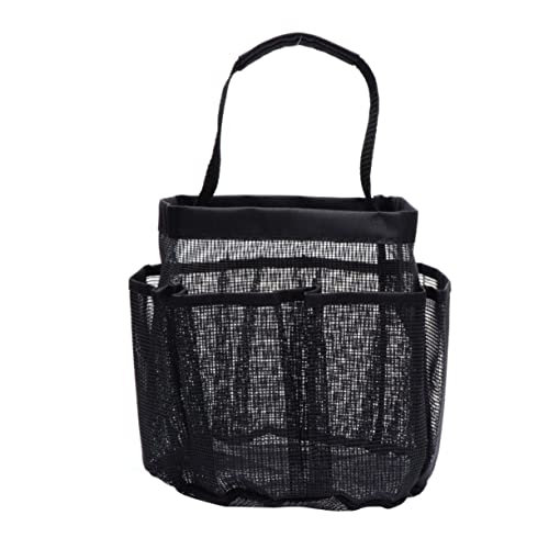 NIYANGLE Netzbeuteltasche Aus Oxford Fürs Badezimmer Mit Seitentaschen Aufbewahrungstasche Für Toilettenartikel Kosmetik Handtücher Spielzeug Schwarz von NIYANGLE