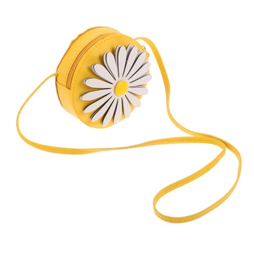 NIYANGLE Niedliche Umhängetasche mit Verstellbarem Gurt und Langlebigem PU Material Kleine Gelbe Daisy Crossbody Tasche für Kleinkinder und Vorschulkinder für Kindergarten und Outdoor von NIYANGLE