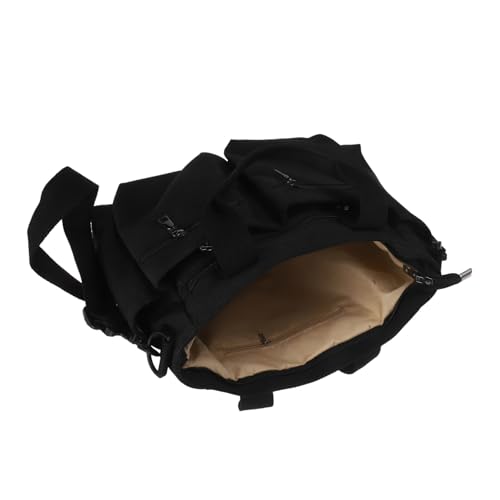 NIYANGLE Nylon Damen Tote Bag mit Multi Taschen Leichte Strapazierfähige Schultertasche Modische Große Kapazität Handtasche für Arbeit Shopping und Alltag Schwarz von NIYANGLE