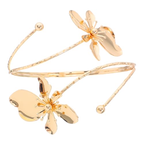 NIYANGLE Offener Damen Armreif Metal Flower Cuff Armband Blumen Manschette Stylish Oberarm Schmuck für Party Hochzeit Alltag von NIYANGLE