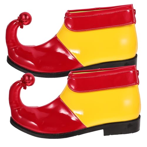 NIYANGLE PU Clown Schuhe Bunte Weiche und Bequeme Kostümstiefel für Karneval Halloween Kinderparty Verstellbar für Verschiedene Fußgrößen Zufällige Farbe von NIYANGLE