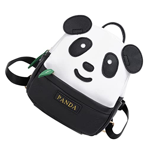 NIYANGLE Panda-Rucksack Cartoon-Muster Kleiner Schwarzer Schulrucksack Für Jungen Und Mädchen Reiserucksack Mit Verstellbaren Schultergurten Aus Hochwertigem Material von NIYANGLE