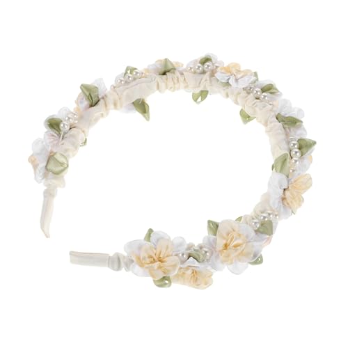 NIYANGLE Perlen Mädchen Blumen Haarreif Handgefertigt Strapazierfähig Hochwertiges Braut Haarornament Für Geburtstag Party Kommunion von NIYANGLE