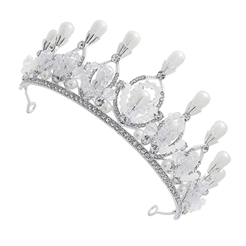 NIYANGLE Perlen Haarschmuck Braut Hochzeit Tiarakrone Vintage Glitzer Kopfschmuck Für Frauen Hochzeitsfrisur Silber von NIYANGLE