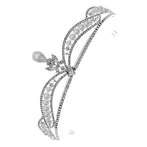 NIYANGLE Brautkrone Mit Rhinestones Und Perlen Für Damen Haaraccessoire Für Hochzeiten Partys Und Bühnenaufführungen Vielseitige Kopfbedeckung Für Und Mädchen von NIYANGLE