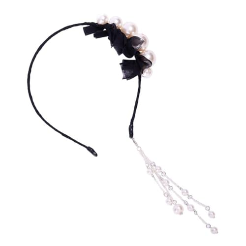 NIYANGLE Künstliche Perlen Kopfschmuck Quasten Haarband Stirnband Ohrringe Zubehör Für Mädchen Alltag Outfit von NIYANGLE