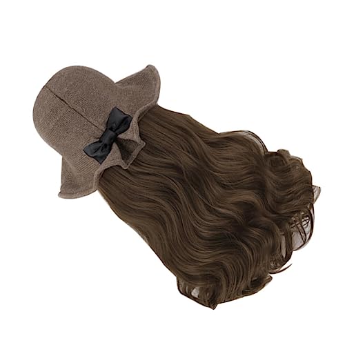 NIYANGLE Lange Lockige Perücke Mit Hut Frauen-haaraccessoire Für Partys Festivals Halloween Und Cosplay Natürliche Haaroptik Einfaches Tragen Vielseitig Einsetzbar Bequeme Nutzung von NIYANGLE