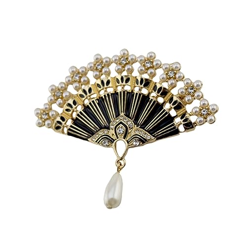 NIYANGLE Pin-abzeichen Strass-brustnadel Fan-brosche Perle Brustnadel Black NIYANGLE Pin-abzeichen Strass-brustnadel Fan-brosche Perle Brustnadel Black von NIYANGLE