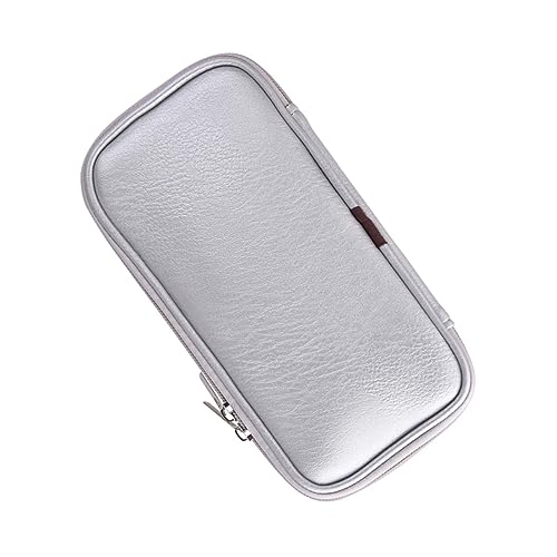 NIYANGLE Make-up-Tasche Mit Reißverschluss Aus Pu-Leder Tragbarer Organizer Für Kosmetikpinsel Halter Für Make-up-Werkzeug Silber Kompakt Und Geräumig Für Reisen Und Alltag von NIYANGLE