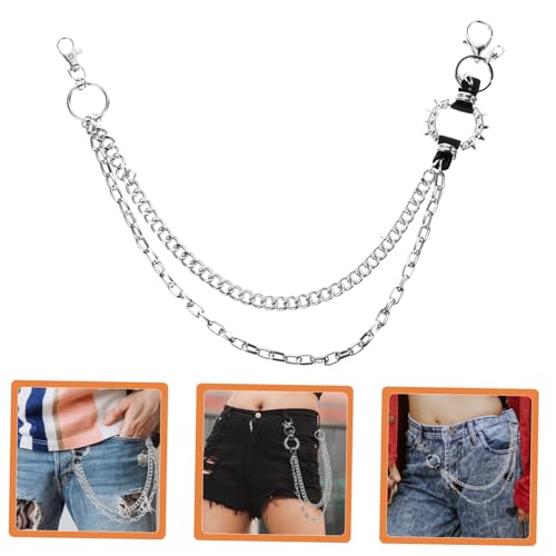 NIYANGLE Punk Hosenkette Jeans Kette Metall Hip Hop Rock Gürtel Schmuck Unisex Stylische Dekorative Kettenhose für Bühnenauftritte und Alltag von NIYANGLE