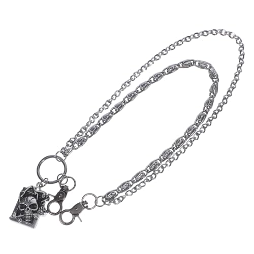 NIYANGLE Punk Metall Hosenkette Herren Doppel-layer Totenkopf Rosen Design Robuste Jeans Kettenglied Geldbörsenkette Biker Style Halloween Accessoire für Festivals und Partys von NIYANGLE