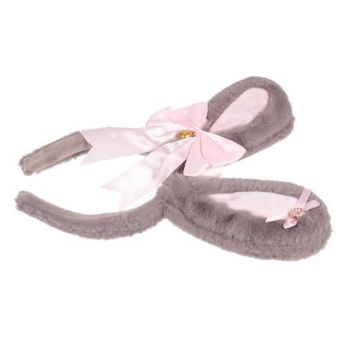 NIYANGLE Rabbit Ears Haarreif mit Schleife Plüsch Kopfbedeckung für Ostern Partys und Cosplay Glitzernde Verarbeitung Leicht von NIYANGLE