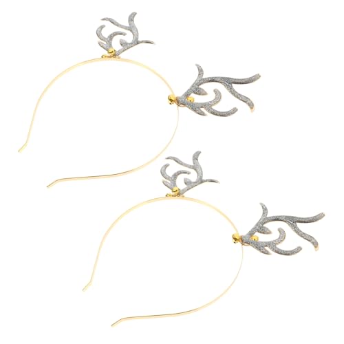 NIYANGLE Rentier Geweih Haarreif Goldener Weihnachts Haarschmuck Weihnachts Kopfbedeckung Süßer Lustiger Haarband Für Junge Mädchen Erwachsene Weihnachtsgeschenke von NIYANGLE