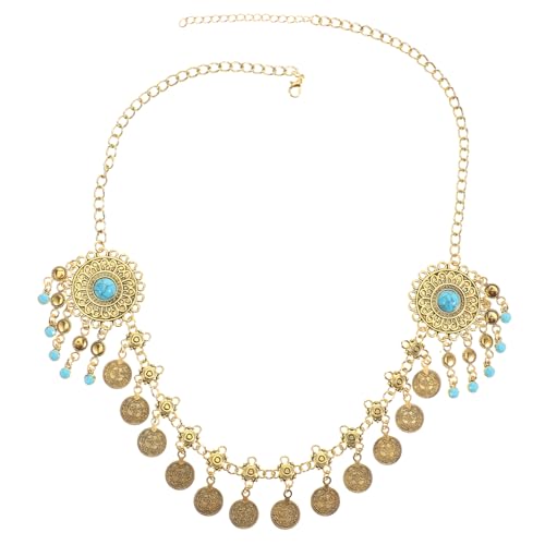 NIYANGLE Retro Blumenhaarzubehör Haarschmuck für die Hochzeit Haarzubehör für Mädchen Stirnkette Kopfbedeckung Blumenhaarnadel indische Haaraccessoires Zinklegierung Golden von NIYANGLE