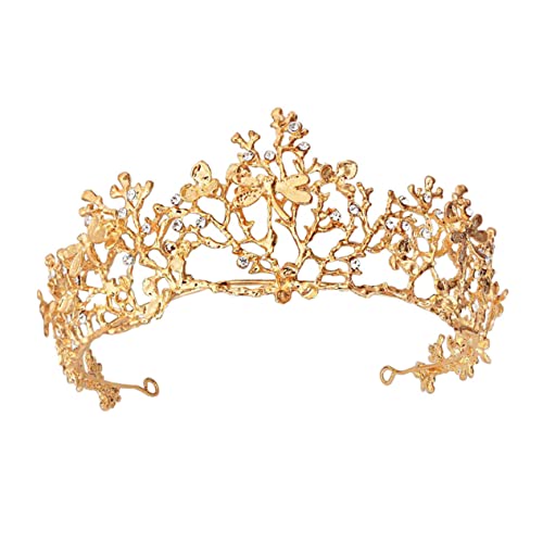 NIYANGLE Retro Goldene Tiara für Hochzeit Brautkrone mit Funkelndem Rhinestone Design für Hochzeiten Partys und Fotoshootings von NIYANGLE