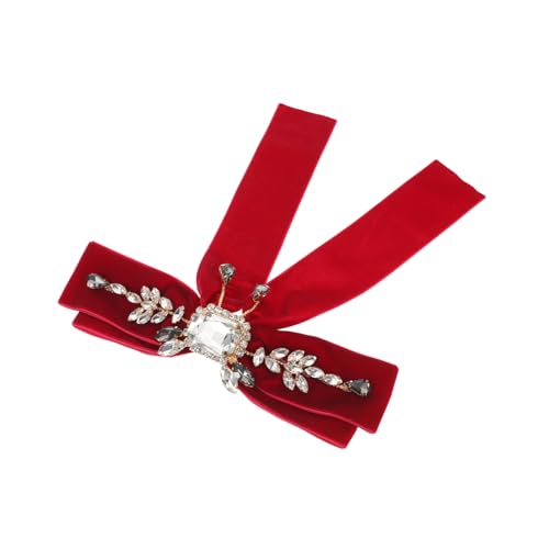 NIYANGLE Retro Samt-schleifenbrosche mit Strassbesatz Stilvolle Schwarze Barock Brosche für Schuluniformen Lolita-kragenbrosche und Hochzeitsaccessoire Vielseitige Anstecknadel für von NIYANGLE