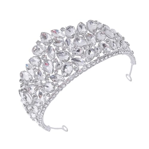 NIYANGLE Rhinestone Brautkrone Silber Tiara mit Funkelnden Strasssteinen Langlebiges Legierungsmaterial Leichtes Hochzeitskopfstück für Damen Junggesellinnenabschied und Festliche Anlässe von NIYANGLE
