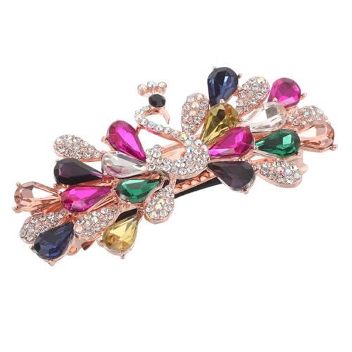 NIYANGLE Rhinestone Haarklammer mit Blumenmotiv Farbenfroher Pfauen-design-haarclip Funkelnde Glitzer-haarspange für Hochzeit Party und Festliche Frisuren Leichter und Langlebiger Schmuck von NIYANGLE