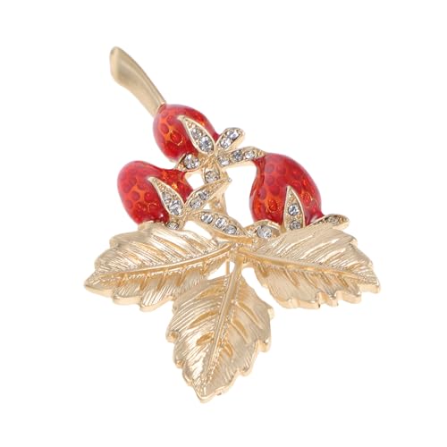 NIYANGLE Roter Emaille Erdbeerbaum Brosche Glänzend Kunstvolles Frucht Anstecknadel Modisches Party Kleid Accessoire für Damen Kleidung Rucksack Jacke Hut von NIYANGLE