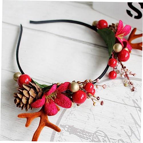 NIYANGLE Rotes Mori Stil Hirschgeweih Haarreif Damen Weihnachten Party Haaraccessoire mit Weichem und Festlicher Dekoration Bequem und Passend von NIYANGLE