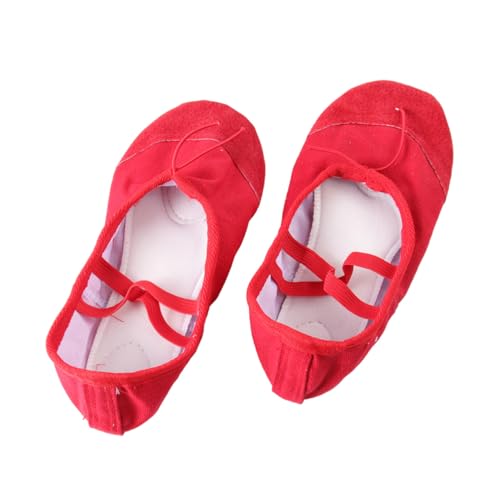 NIYANGLE Rutsch Ballettschuhe mit Elastischem Band Leichte Tanzschläppchen für Yoga Ballett Jazz Modernen Tanz rutschfeste Sohle Rot Geeignet für Erwachsene von NIYANGLE