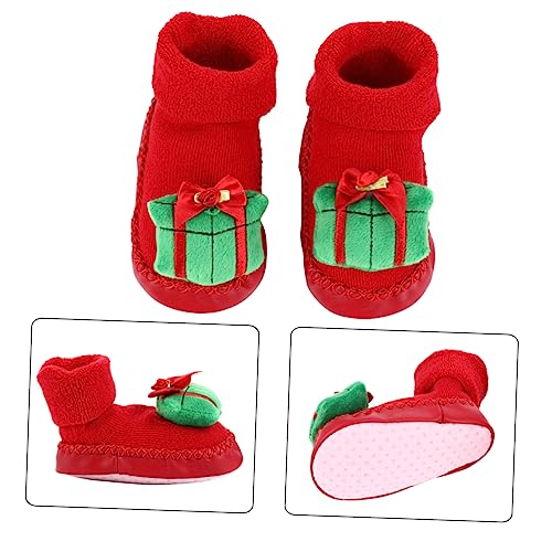 NIYANGLE Rutschfeste Babysocken Weihnachten Monate Weiche Baumwolle Dicke Warme Floor Socks mit Rutsch Partikeln Grün Perfektes für Kleinkinder Sichere Lauflernsocken von NIYANGLE