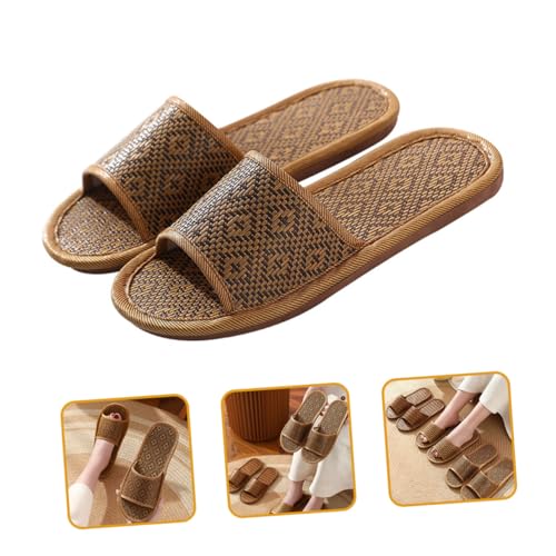 NIYANGLE Rutschfeste Hausschuhe Damen Herren Leichte Strapazierfähige Indoor Slipper aus Tpr und Rattan Geräuscharm Angenehm für Zuhause Hotel Strand Spa Vielseitige Hausschuhe von NIYANGLE