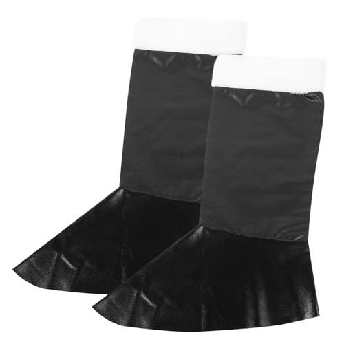 NIYANGLE Santa Claus Stiefelüberzug Schwarz Weihnachtskostüm Zubehör Nikolaus Stiefelhülle Western Kitchen Decor Weihnachtsdeko Außen Weihnachten Cosplay Boot Cover von NIYANGLE