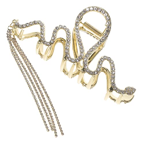 NIYANGLE Schlechter Hailslatle Große Haarspangen Klaue Unordentlich Schlange Funkelnd Clips Für Dickes Haar Quaste Haarspange Zubehör Strass-haarspangen Für Frauen Styling Legierung Golden von NIYANGLE