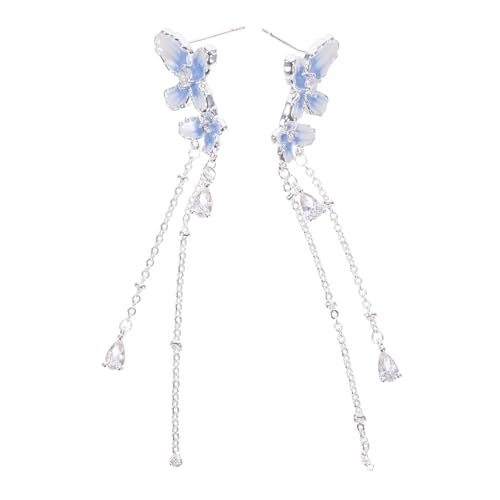 NIYANGLE Quasten Ohrhänger Mit Schmuckstein-blumenmotiv Baumelnde Ohrstecker Für Damen Langkettige Tropfenohrringe Schmetterlings Und Fee-design Hochzeits Und Party-schmuck NIYANGLE Quasten Ohrhänger Mit Schmuckstein-blumenmotiv Baumelnde Ohrstecker Für Damen Langkettige Tropfenohrringe Schmetterlings Und Fee-design Hochzeits Und Party-schmuck von NIYANGLE