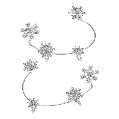 NIYANGLE Schneeflocken Ohrmanschetten Ohrclips mit Strass Nicht Piercing Ohrhaken Damen Ohrschmuck für Alltag Festtage und Geschenkideen Links Rechts von NIYANGLE