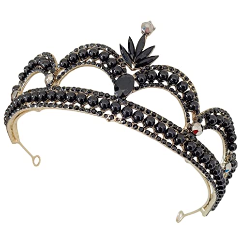 NIYANGLE Schwarze Brautkrone für Hochzeit Damen Tiara mit Funkelnden Strasssteinen Stabiles Design Langlebig und Modisch Geeignet für Braut Abendkleid Fotoshootings und Besondere Anlässe von NIYANGLE