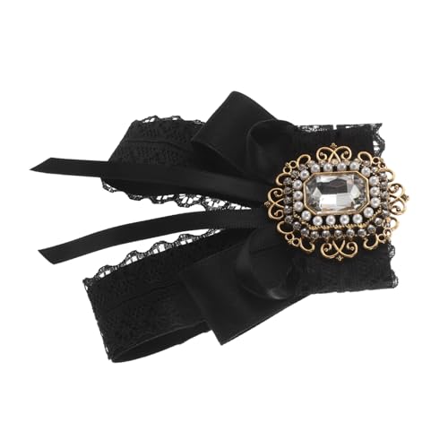 NIYANGLE Schwarze Spitzenbrosche mit Strasssteinen Vintage Schleifen Anstecknadel Schmuckbrosche für Damen Vielseitiges Accessoire für Blusen Mäntel und Formelle Anlässe von NIYANGLE